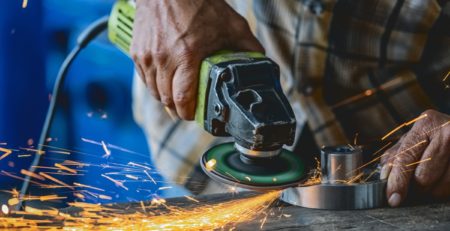 Angle Grinder Hand Holding And Grinding